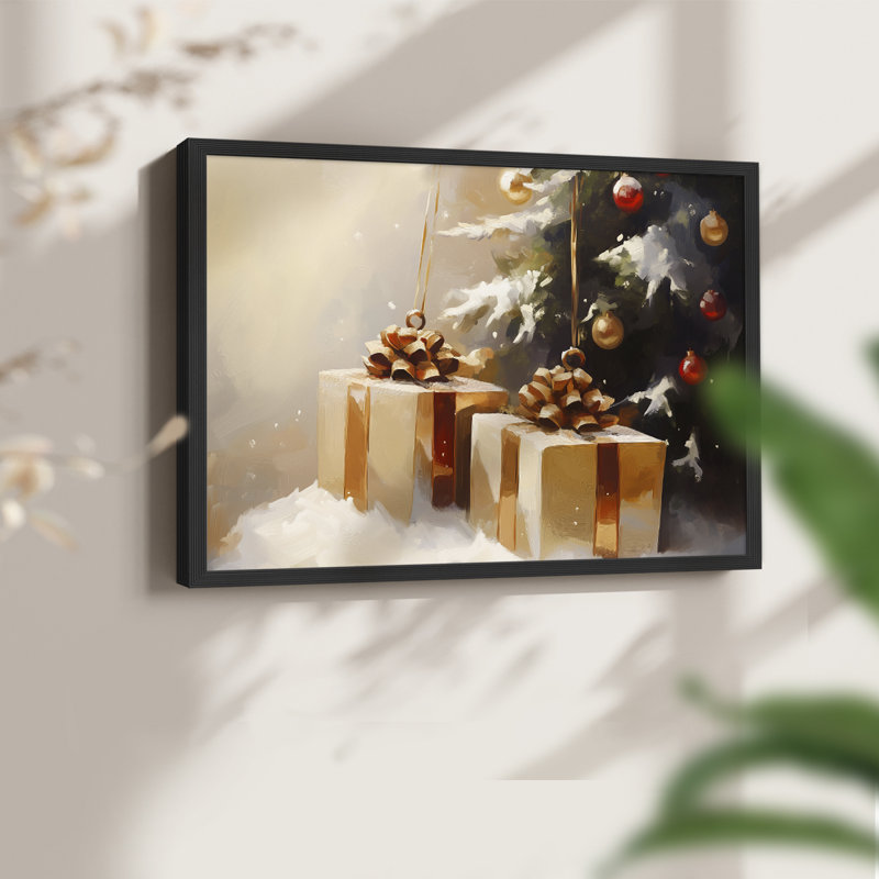 Art de Noël - CMXCV III - Reproduction encadrée - Restickable, H 16 po x l 20 po, Noir, noir, noir, noir