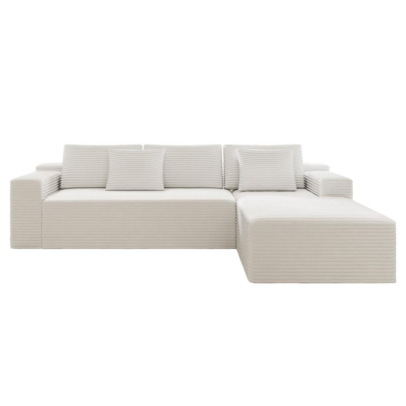 104.3'' Upholstered Sectional Sofa with Chaise, White, Right Hand Facing