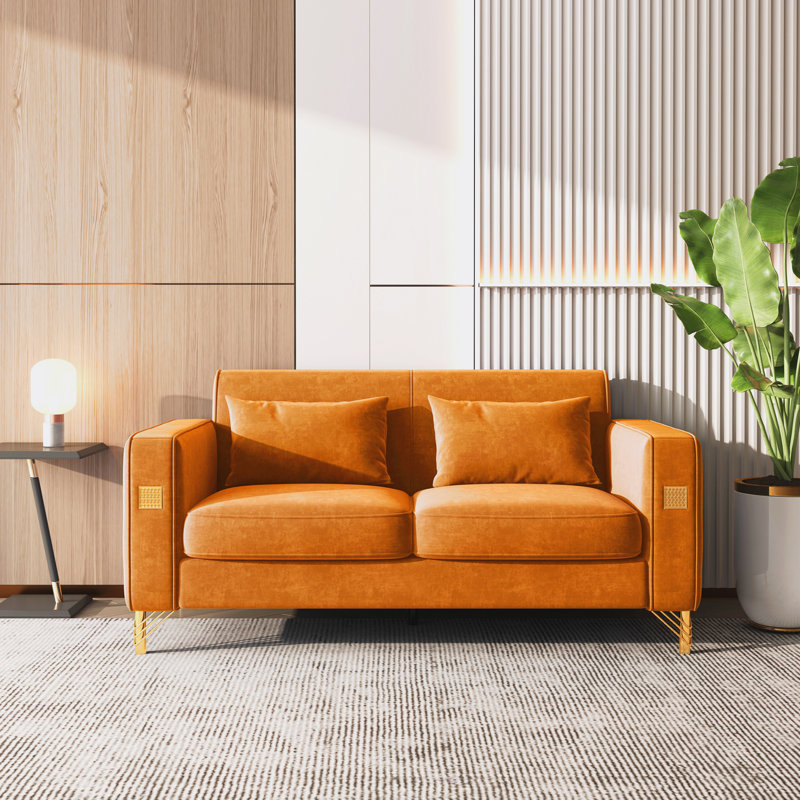 Barcaldine Velvet Loveseat, Orange Velvet