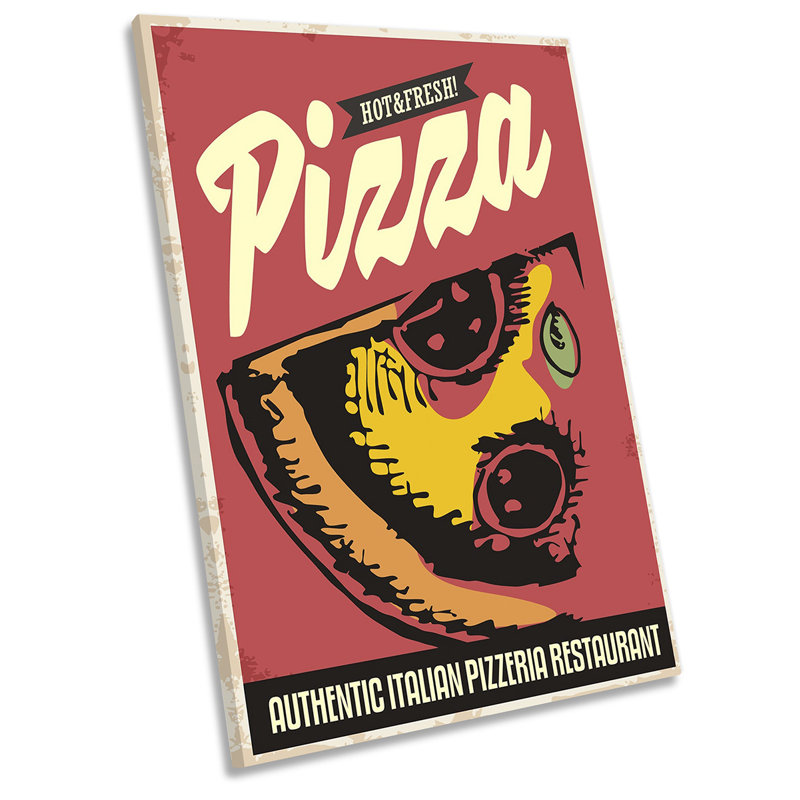 Fresh Pizza Kitchen Retro Red - Wrapped Canvas Print, 45.7cm H x 30.5cm W x 2cm D