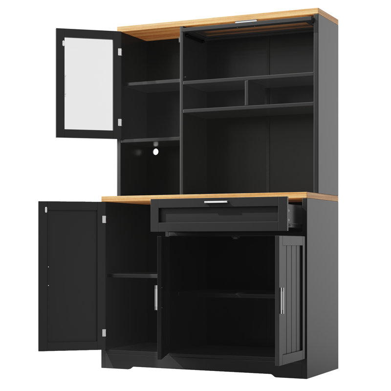 180cm Kitchen Pantry, Black