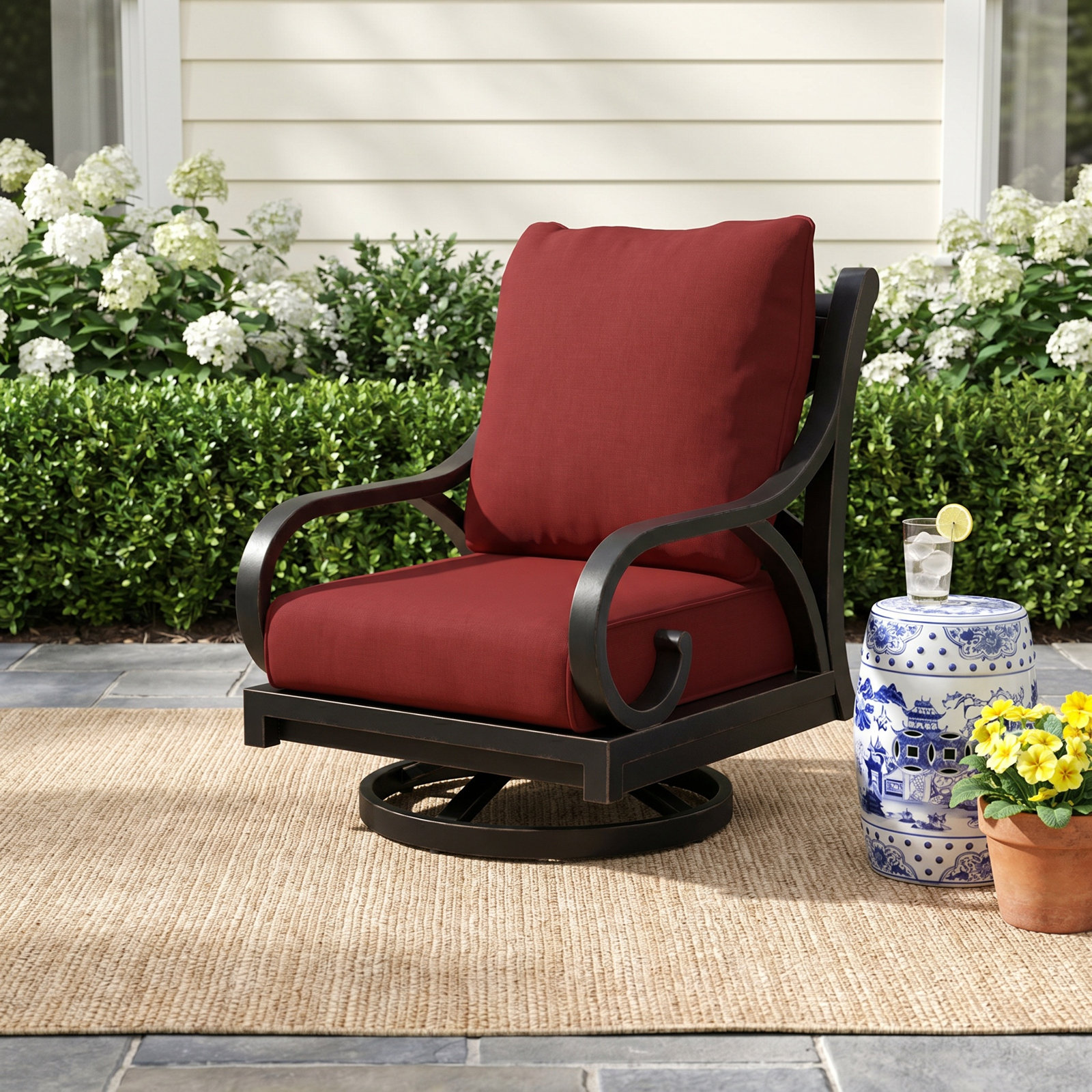 Monterey Sunbrella® Swivel Patio Lounge Chair, Spectrum Indigo Sunbrella®