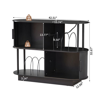 Armoire de rangement audio-vidéo pour 2 disques vinyle
