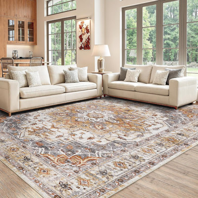 Washable Area Rug 8X10, Large Soft Rugs For Living Room Stain Resistant Non-Slip Backing Rugs