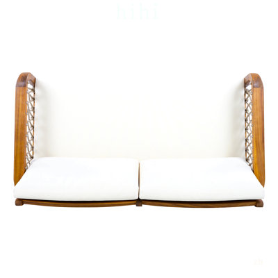 Ensemble de mobilier d'extérieur 4 pièces en bois d'acacia avec accoudoirs tissés en corde et coussins amovibles pour un confort et un style résistants aux intempéries