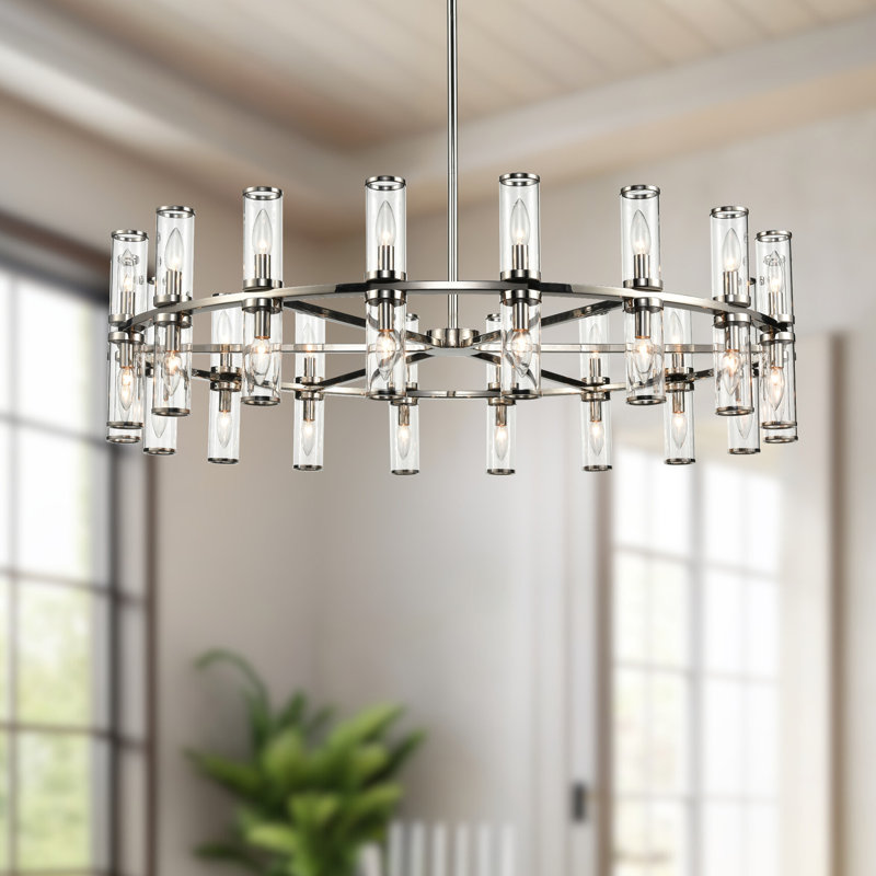 Revolve 36 - Light Chandelier, Polished Nickel