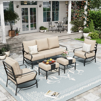 Vanwagenen 5-Person Patio Conversation Set With Cushion by Lark Manor