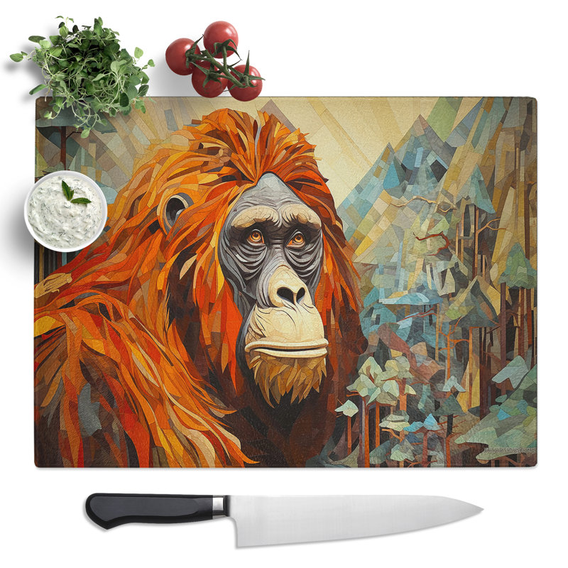 Orangutan Art Deco  Glass Chopping Board
