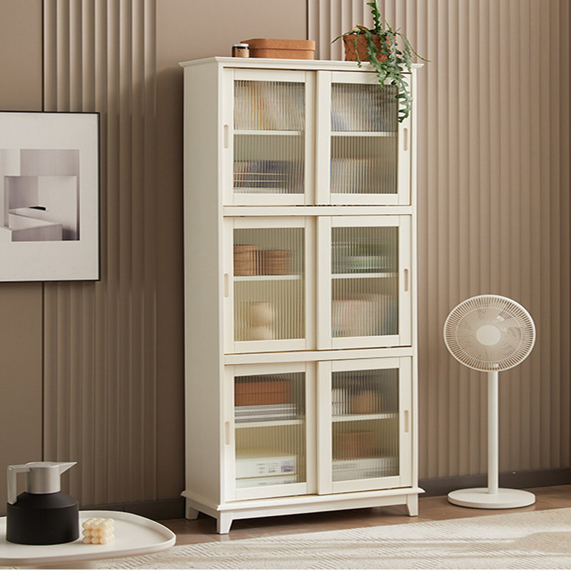 Bibliothèque simple en bois, (6 tablettes) H 76,38 po x l 40,16 po x P 13,39 po, Crème, crème