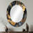 Gold And Grey Marble Glimmering Galaxies IV - Abstract Oval Decorative Mirror On Metal-776055745