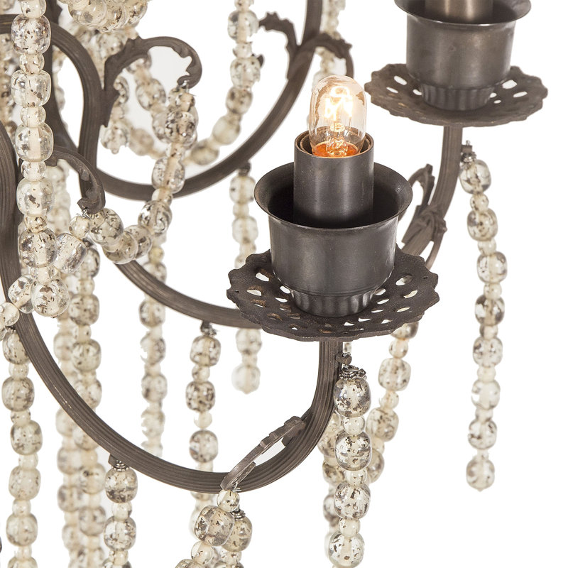 Lustre à 15 lumières de style bougie avec des accents perlés Nellcote