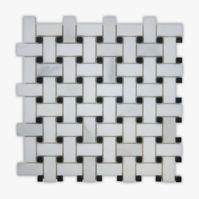 Calacatta 12" x 12" Marble Basketweave Mosaic Wall & Floor Tile