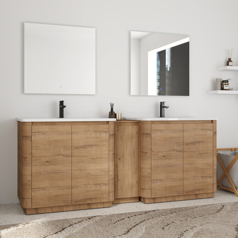 84'' Double Bathroom Vanity with Ceramic Top, 84''