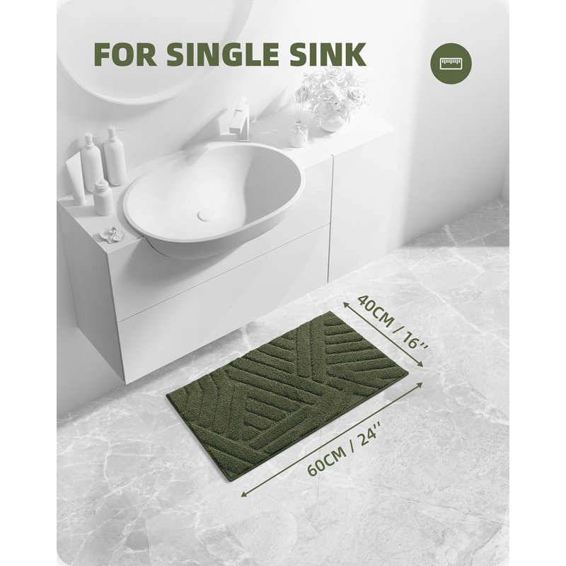 Ibnou Non-Slip Bath Rug, 24" L x 16" W, Green