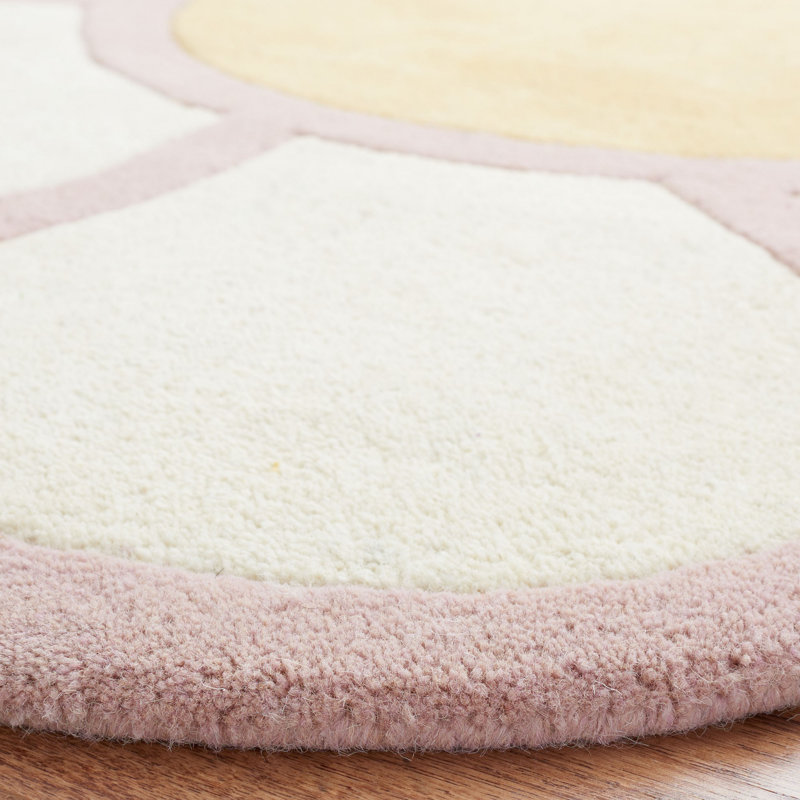 Tapis floral en laine touffeté à la main Abel Novelty, Rond 4 pi