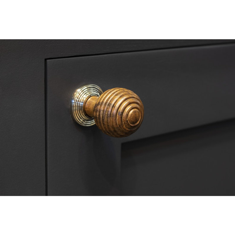 Beehive 35mm Diameter Round Knob, Rosewood/Polished Nickel
