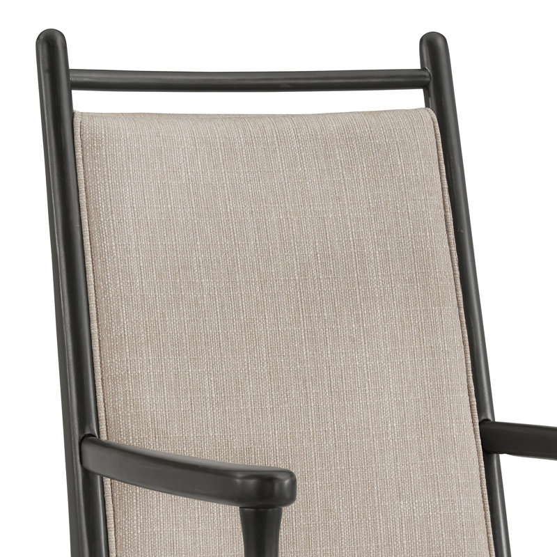 Cipolla Wood Finish Beige Fabric Arm Chair, Black