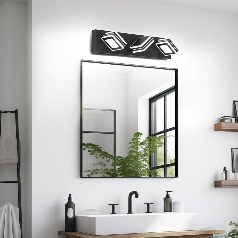 Luminaire en acrylique noir à intensité variable pour salle de bain à intensité variable