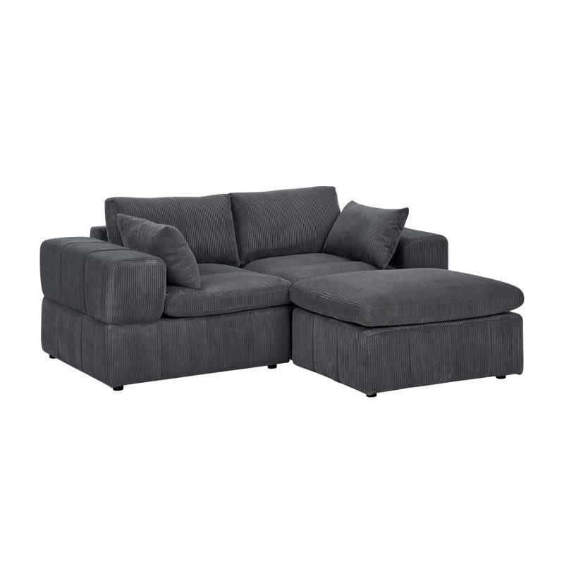 Andrielle Corduroy L-Shaped Sectional Reversible, Dark Gray Corduroy, Left-Hand Facing