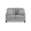 Causeuse Blaire, polyester gris, 2 coussins décoratifs, bois noir, 57 po