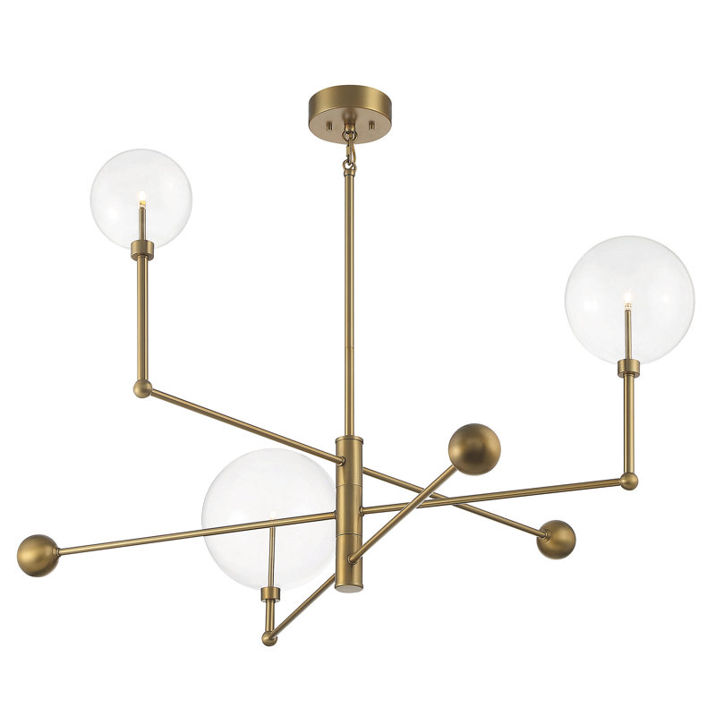 Lustre 3 lumières en bronze huilé Debraa, Laiton naturel