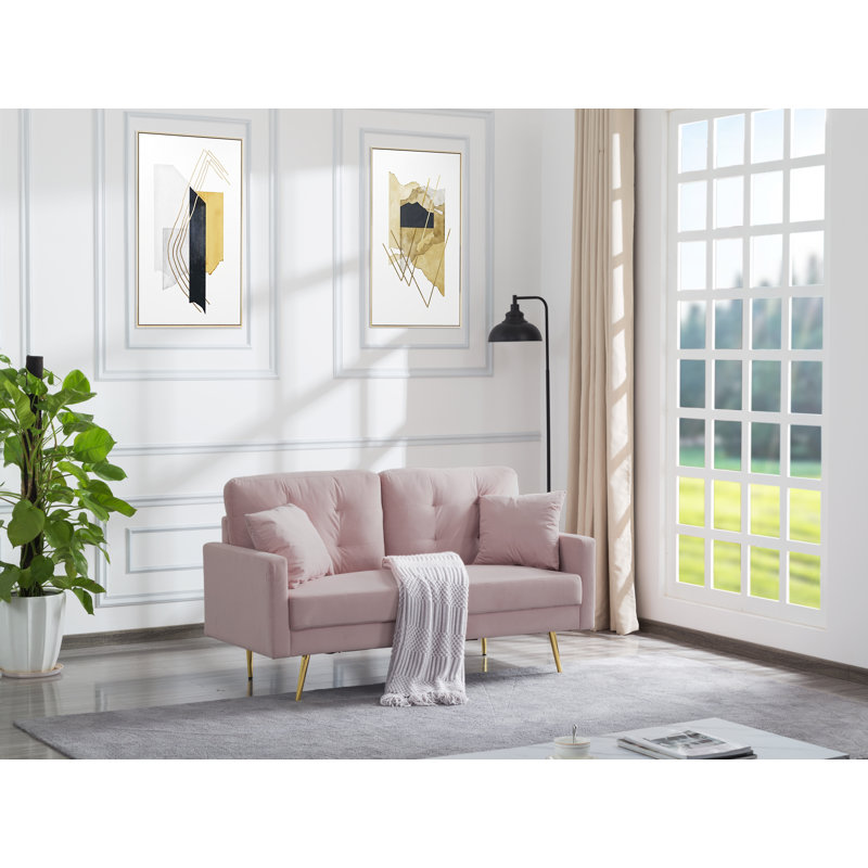 Causeuse en velours 61 po, Velours rose