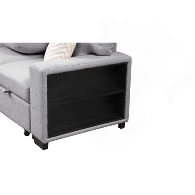 Pinto Modern Style Sectional Sofa Made With Wood And Velvet Material In Gray
