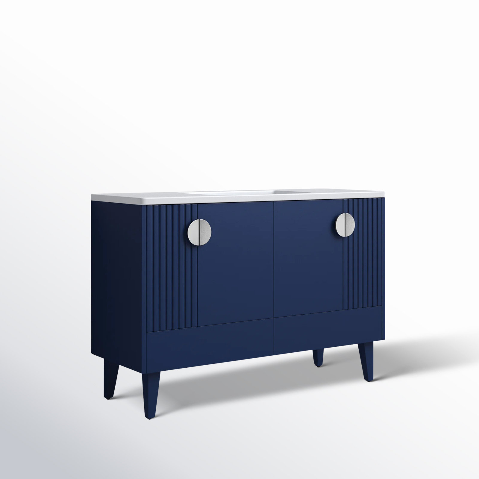 Saimah 48'' Single Bathroom Vanity, Polished Chrome, Navy Blue