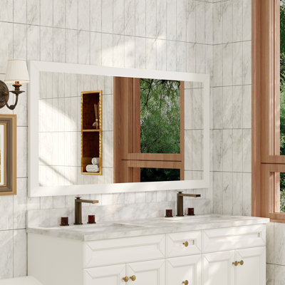 Miroir mural mural en bois massif, miroir droit de salle de bain de 5 mm,