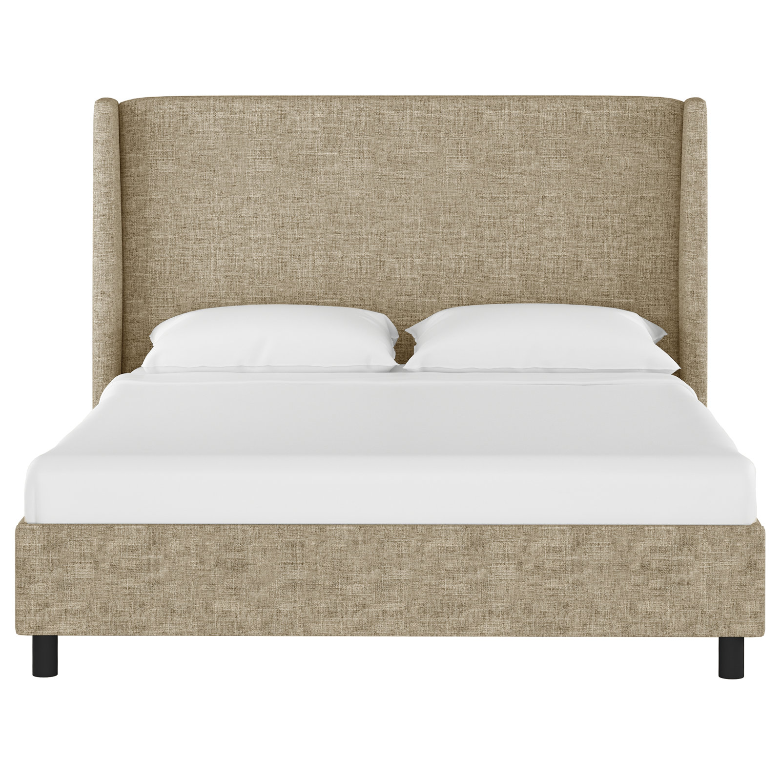 Tilly Linen Upholstered Wingback Bed, Twin, Zuma Natural Textured Linen