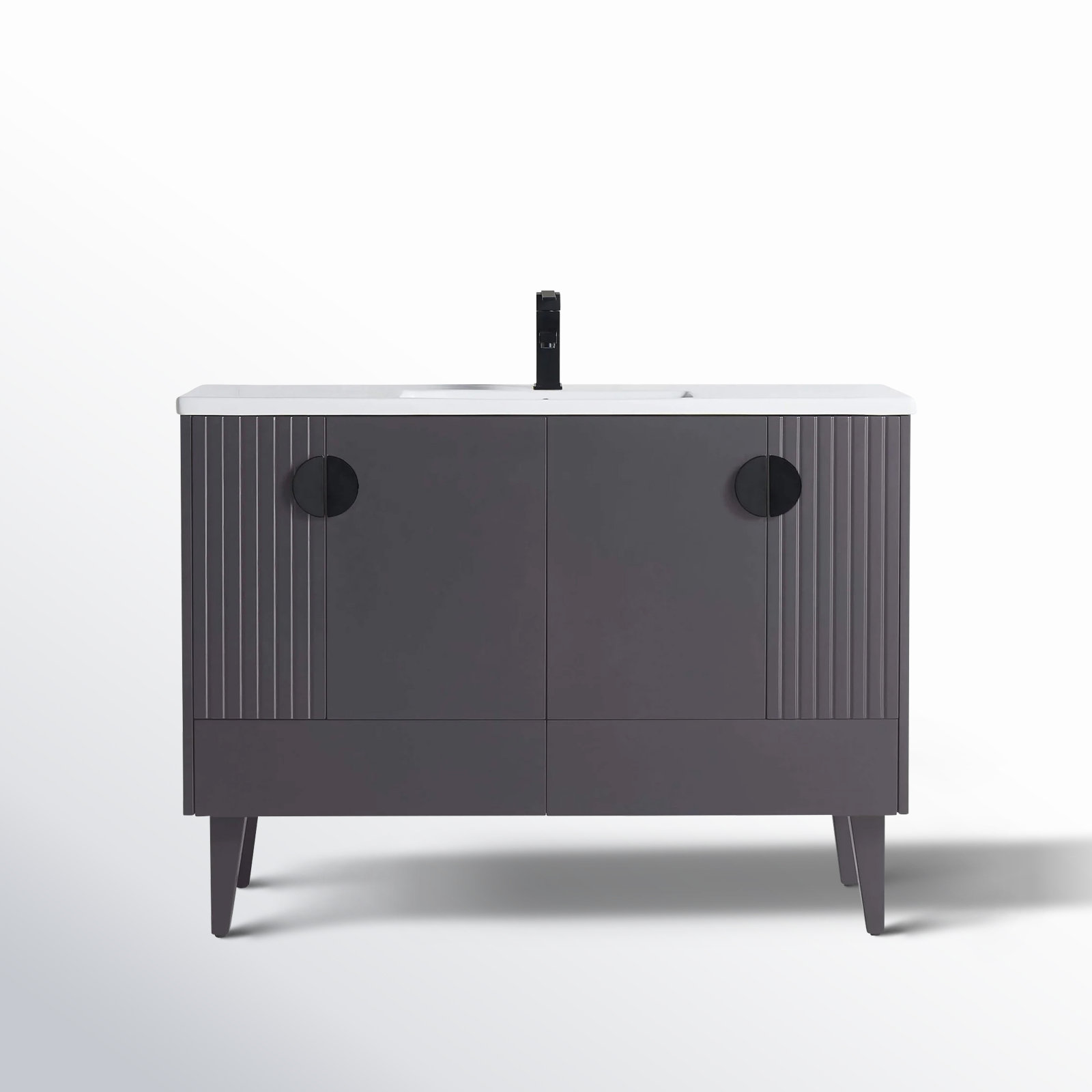 Saimah 48'' Single Bathroom Vanity, Black, Rock Gray