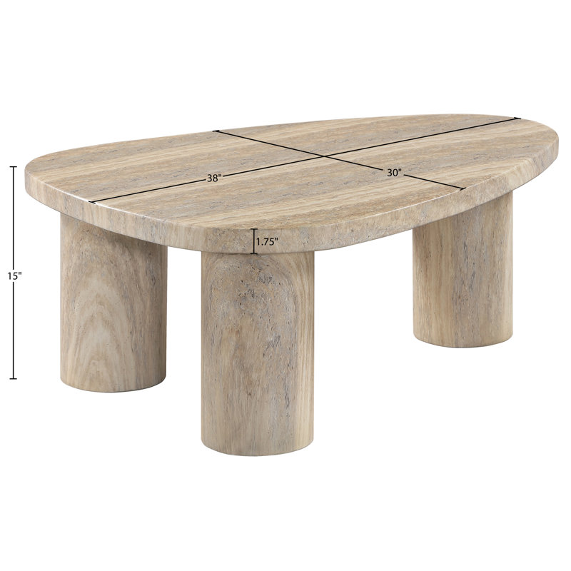 Table basse Teramo Amata, H 15 po x L 38 po x l 30 po, Travertin