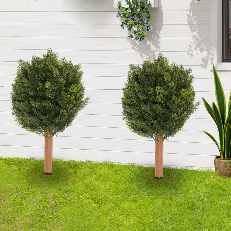 Ensemble de 2 cyprès artificiels avec piquet de terre pour le jardin intérieur et extérieur
