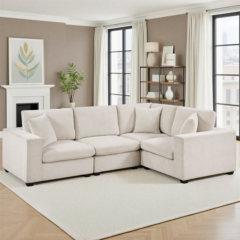 Canapé modulaire en chenille 4 pièces Burdett