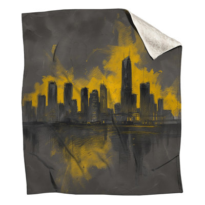 Yellow City Skyline Blankets