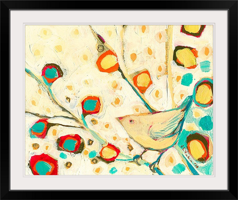 «Nolani Watch the Blossoms Fall» - reproduction d'art, H 20 po x l 23 po x P 1 po, Cadre noir