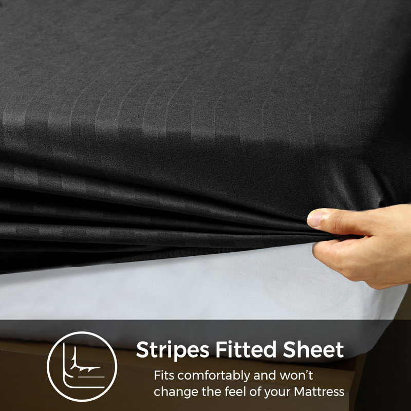 Sulemaan Microfiber Fitted Sheet, Single (3'), Black