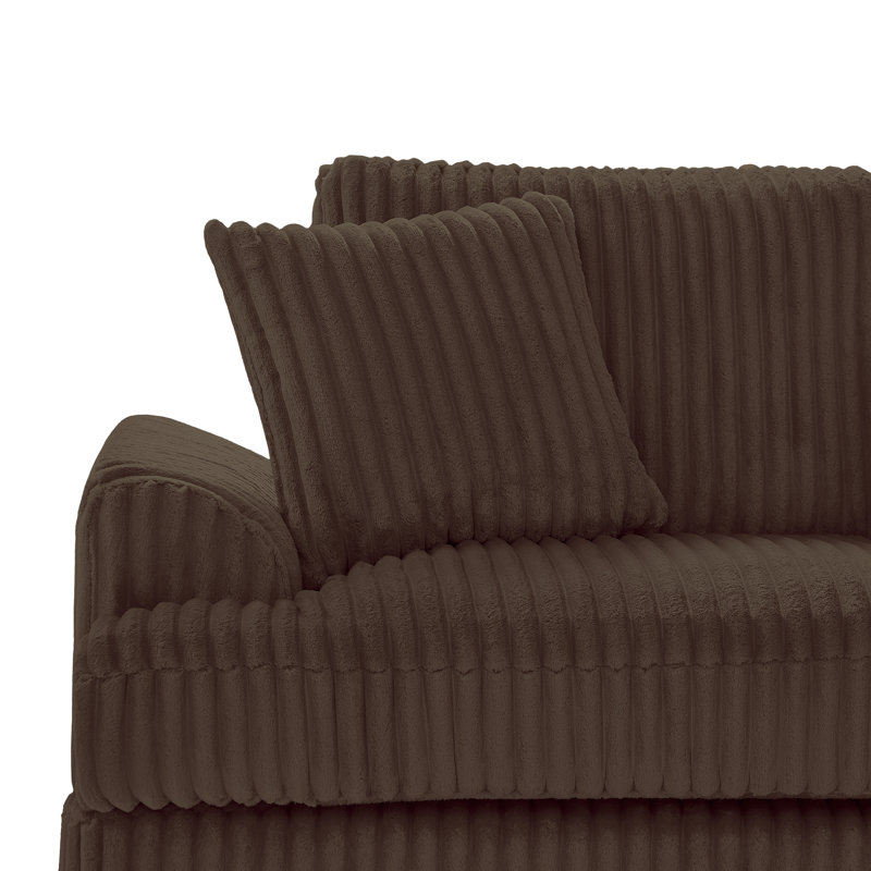129" Oversized U-shaped Sectional Sofa, Black Corduroy