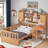 Multifunctional Wood Platform Bed With Bookshelf, Built-in Desk And Matching Chair-625228192