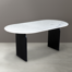 Dorotheus Oval Marble Top Solid Wood Base Dining Table