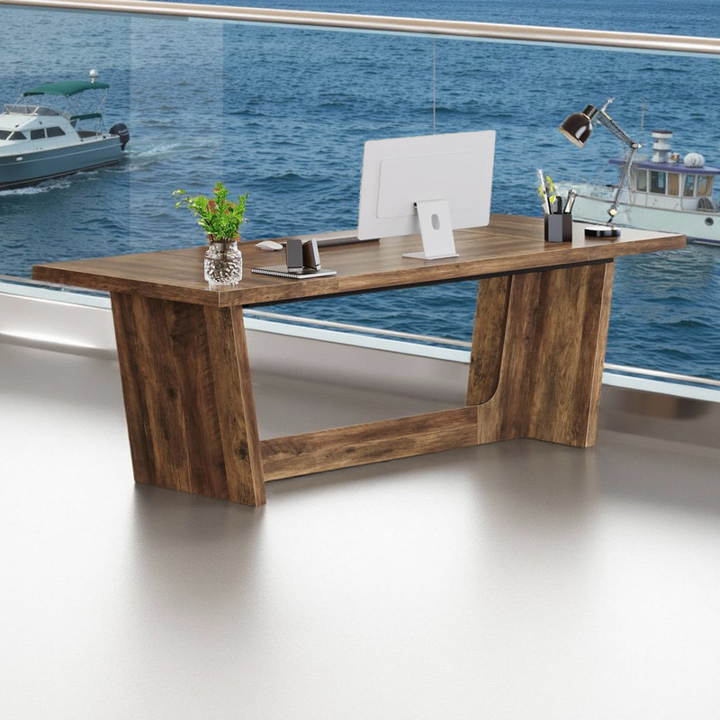 70.87" Executive Computer Desk - Rustic Industrial Design