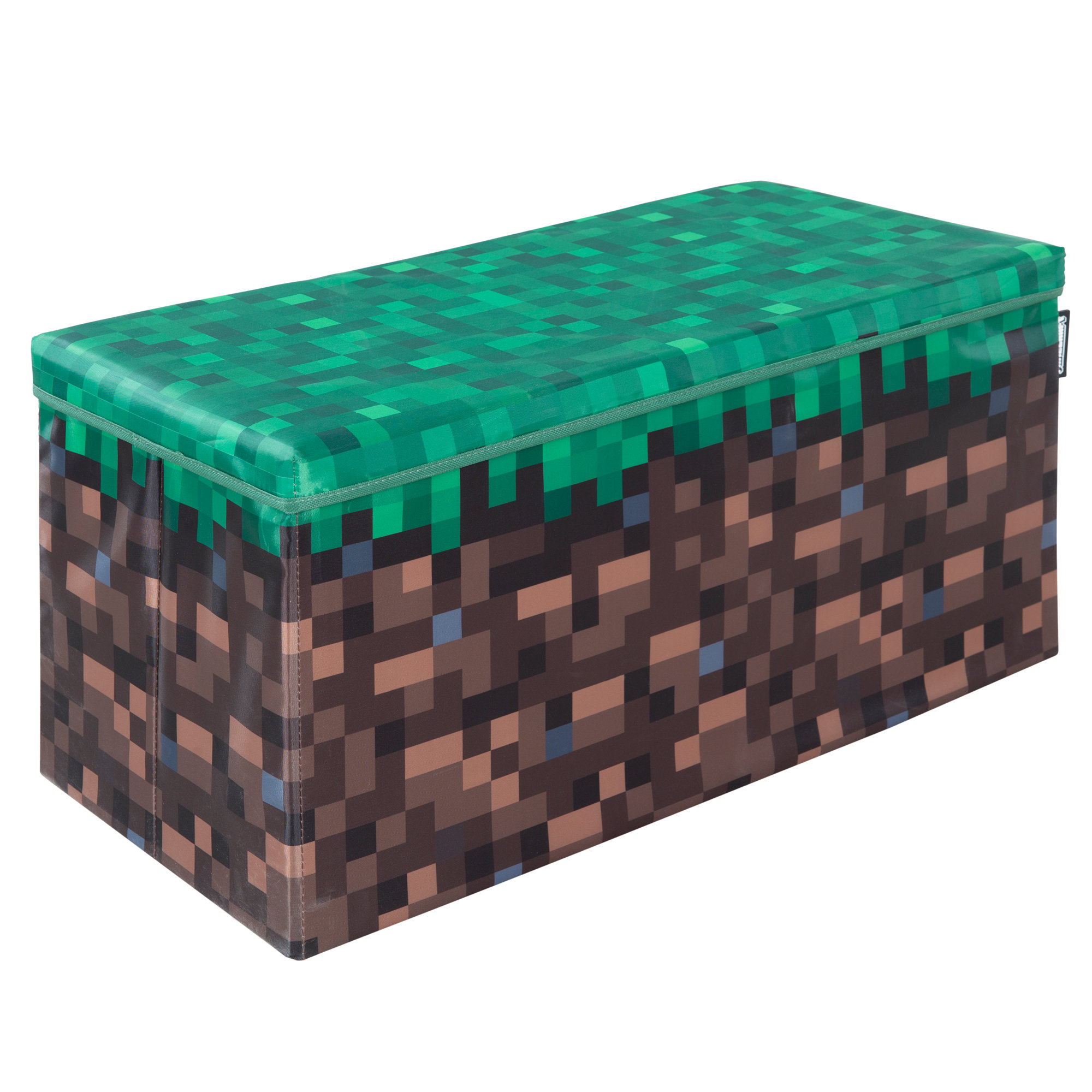 Minecraft: Bench Storage Box - Large - Pixel Grass Block, Collapsible Toy Storage w/ Lid, Footrest, 11.8 x 23.6 x 11.8", Game Theme Decor, Licensed | Wayfair
