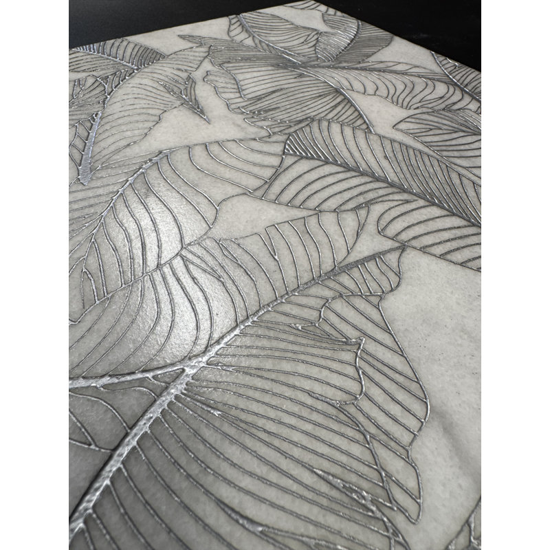 Leaf Pattern Etched White Marble Tile