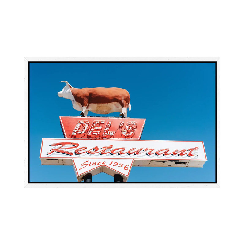 Route 66 Restaurant 1 Piece Wall Art on Canvas, 66.04cm H x 101.6cm W x 3.81cm D, White Framed