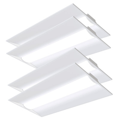 4PK Run Bison 2x4 FT LED Troffer Light, Center Basket Panel, 30W/40W/50W, 3500K/4000K/5000K, 0-10V