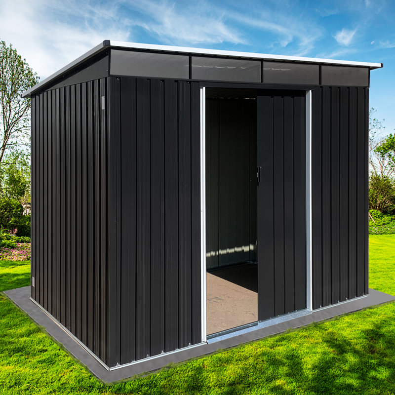 Abri de jardin en métal 6 pi x 8 pi - Construction et porte verrouillable pour outils imperméables 6 pi x 8 pi