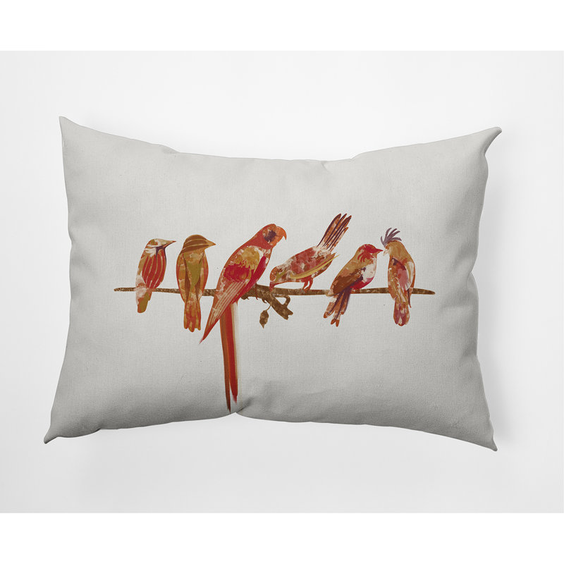  Morning Birds Outdoor Rectangular Pillow Cover & Insert, Orange