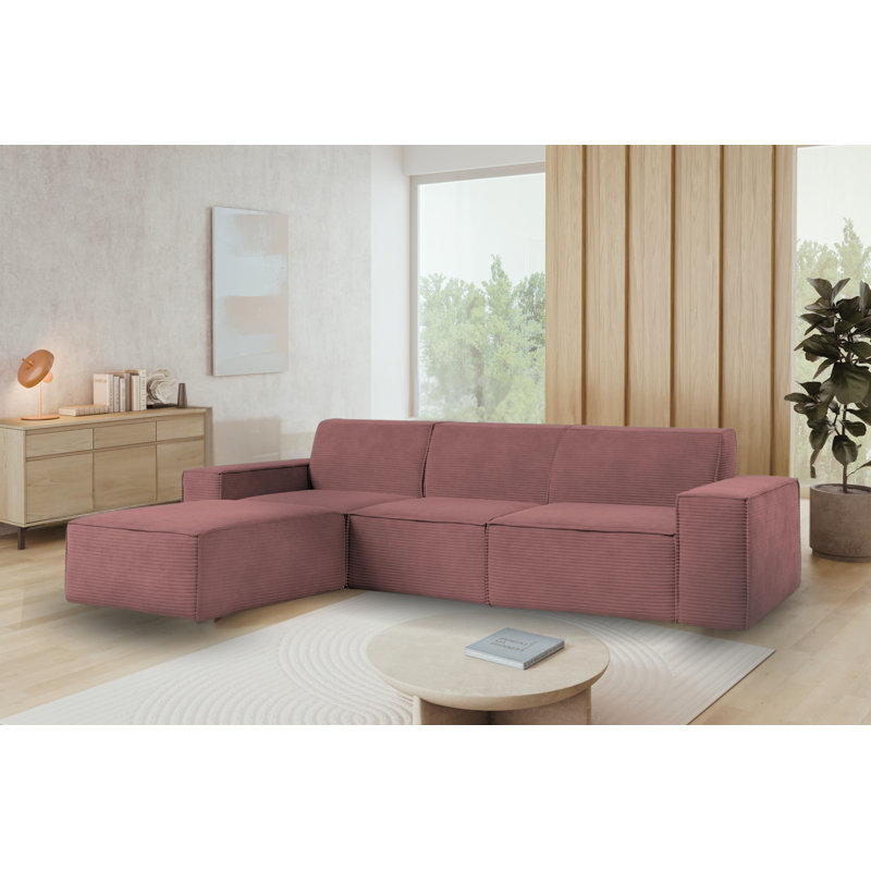 Doegolia 4 Seater Corner Sofa , Left Hand Facing, Burn Dirty Pink