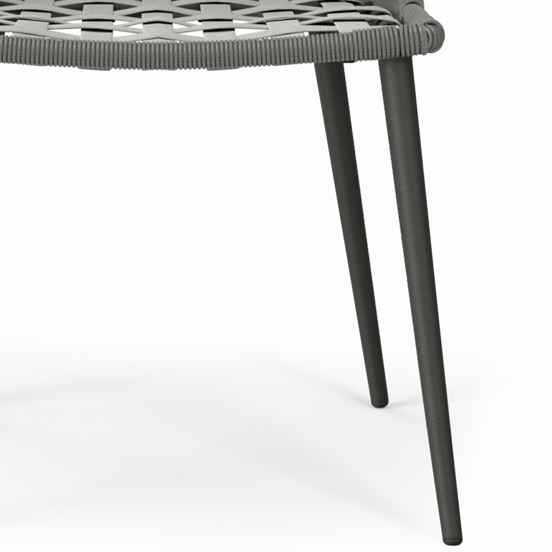 Gray Woven Rope Outdoor Dining Chairs with Cushions
