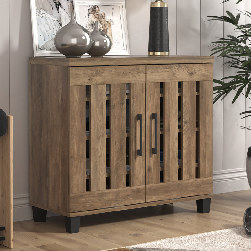 Banos 2 Door Shoe Storage Cabinet, Knotty Oak